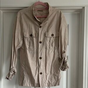 Uniqlo Women's Beige Button-Up Shirt Jacket